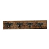 CasaJame Garderobe Holz & Metall, 4 Haken, vintage Garderobenhaken, Garderobenleiste 6x57x11