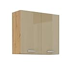 Hängeschrank 80 Eiche Artisan Cappuccino Hochglanz Küchenzeile Küchenblock Kü