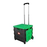 MUMUMI Trolleys,Zuhause Faltbarer Einkaufswagen Trolley Tragbares Pack;Rollen Zusammenklappbare Einkaufskorbkiste Mit Deck