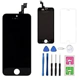 Kompatibel für iPhone 5S LCD Bildschirm Ersatz Bildschirm Touch LCD Display Digitizer Assembly Touchscreen mit Rahmen (Reparatur Tool Kit mit gehärtetem Glas) (Schwarz)