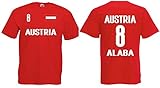 Österreich-Austria Alaba Herren T-Shirt EM 2020 Trikot Look Style Shirt Rot S