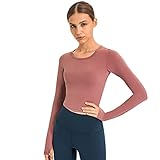 fssxgw Yoga-T-Shirt, langärmlig, Stretch, sexy Bauchnabel-Design, für Sport und F