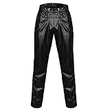 TIREOW Herren PU Lederhose Männer Frühling Herbst Winter Lässig Reißverschluss Skinny Straight Leg Kunstleder Motorradhose Leggings Hosen für Biker Fahrer (Black, XXL)