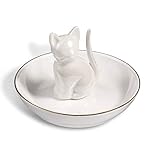 ROSA&ROSE Ringhalter Katze Schmuckhalter für Ringe, Ohrringen, Armbänder, Ketten, Uhren - Aus Keramik herg