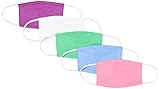 Oscar Apparels Kinder Wiederverwendbare Stoffmaske, 100% BCI Baumwolle mit elastischer Schlaufe, Farbmix 1, Kinder (5er Pack)