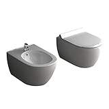 Alpenberger Randlos-Tiefspüler-Hänge-WC&Bidet mit Überlaufschutz&Quick-Release D-Form WC-Sitz mit Absenkautomatik | Komplett-Set | Kein Überspritzen durch innovative Wasserführung | passend zu GEBERIT