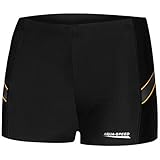 Aqua Speed eng anliegende Badehose für Männer + gratis eBook | Training Wettkampf Schwimmhose Jungen | Sport | Wiliam, Gr. M, 133 Black Grey orang