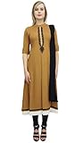 Atasi A-Linie Kurti Salwar Kameez Braun Straight Suit Set mit Dupatta Dress-36