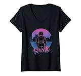 Damen Ästhetische Vaporwave Sweet Home City T-Shirt mit V