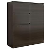 FRAMIRE S-2 Kommode in Wenge Eiche, Kommode mit 2 Schubladen, 2 Türen, Schrank für Schlafzimmer, Wohnzimmer, Bad, 98 x 80 x 40