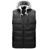 ZYHOOD Herren Winter Weste Gepolsterte Winter West Outdoor Sport Ärmellos Jacke Körperwärmer Winddichte Puffer Weste Herren Baumwolle Weste Jacke mit Haubenwinter Warm Sleeveless Mäntel G