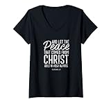 Damen Und lass den Frieden Christi Kolosser regieren 3:15 T-Shirt mit V