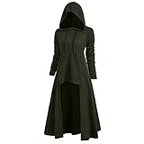 SHIZUANYUE Maxi Kleider Damen Gothic Steampunk Langarm Mittelalter Kleid Mit Kapuze Kleid Elegant Retro Abendkleider Cosplay Kostüm Halloween Costume Karneval Kostüm Party Fasching Fasnacht C