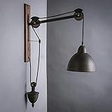 Modische Wandleuchte Industriell LOF. Twall Lampe Retro Einstellbare Riemenscheibe Wand Hängen Licht Einfache Bar Holz Wand Sconce Vintage Anhänger Metal Lampen Scheune Beleuchtung E27 Gebürstet Nick