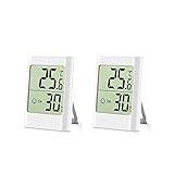 Hygrometer Innen 2 Stück Thermometer Thermo Innenthermometer Indicator Temperatur und Feuchtigkeitsmesser Raumthermometer , Weiss für Babyraum, Wohnzimmer, Bü