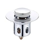 JMXD Universal Pop Up Ablaufgarnitur Waschbecken Messing Push-Up Ablaufventil & Anti-Verstopfung Anti Clogging Waschbeckenstöpsel mit Korbhaarfänger Universal Pop Up Ventil Waschbeck