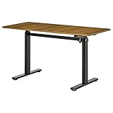 Vinsetto elektrisches Schreibtisch Computertisch höhenverstellbar Stehschreibtisch Bürotisch Schreibtischständer Speicherfunktion MDF Aluminium Braun+Schwarz 140 x 66 x 72-122