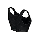 ZBTOP Goldies Bra for Seniors Women's Full Coverage Front Closure Support Bra Wire Free Back Support Posture Bra Posture Corrector (Black,XL)