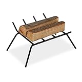 Relaxdays Kamin Feuerrost, Schmiedeeisen, Feuerbock mit Füßen, eckig, robust, HBT: 20 x 45,5 x 36 cm, Kaminrost, schw