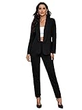 DIDK Damen Zweireihiger Blazer mit Schalkragen Skinny Hosen und Blazer Kombinationen 2 Teiler Outfit Kombi Business Anzug Schwarz L