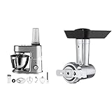 WMF Küchenminis Edition Mini-Küchenmaschine, 3l-Schüssel, 430W, edelstahl matt, grau & Profi Plus Spritzgebäck-Aufsatz für Fleischwolf, 4 Formen, Edelstahl, Zubehör passend zur WMF
