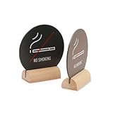 Zweiteiliger Rauchen Verboten/No Smoking Tischaufsteller aus Acryl mit Eichensockel 100 X 93 mm Nichtraucher Tischschild Restaurant Büro Nichtraucher Schreibtisch Logo Anzeig