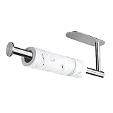 LAOYE Küchenrollenhalter ohne Bohren Papierrollenhalter Selbstklebend Rollenhalter für Küche Bad Edelstahl Küchenpapierhalter Wand Praktisch Küchenrollen Halter, 33,6 cm Küchenrollenspender (Silber)