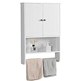 Yaheetech Hängeschrank Küchenschrank Ablage Badschrank Regal Aufbewahrung mit Tür und Einlegeboden weiß