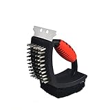 Grillreinigungsbürste Grillgitter Reinigung Dreizweckbürste Edelstahl Grill Net Platte Reinigungsbürste Barbecue-Werkzeug Küchendrahtbürste Grillreiniger Zubehör (Farbe : Black, Size : 17x6.5cm)