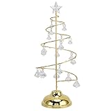 Yuecoom Metall Weihnachtsbaumförmige LED-Lampe, mit Kristallanhänger Nachtlicht für Schlafzimmer Badezimmer Treppe Hochzeit Tischdekoration Warmes G