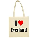 Tasche I Love Everhard Größe 38x42 Farbe Natur Druck Schw