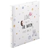 Hama Babyalbum 'To The Moon' (Baby-Fotoalbum mit 60 Seiten für Mädchen und Jungen, Kinder-Fotobuch für ca. 300 Fotos, Photoalbum zum Selbstgestalten und Einkleben mit Motiv, Album-Format 29x32cm) weiß