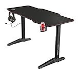 Trust XL Gaming Tisch (140 x 66 cm) GXT 1175 Imperius - Computer Tisch in Desk-Größe, Headset und Becherhalter, Kabelmanagementsystem, PC Schreibtisch - Schw