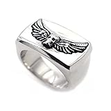 OOCA Wings Skull Trendy männlich herrschsüchtiger Stahlring Retro Herren Titanstahl Schmuck