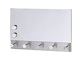 WENKO Magnetische Garderobe Mirror - 5 Haken, Gehärtetes Glas, 30 x 19 cm, Silber g