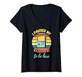 Damen 'I Paused My Videogame To Be Here' Lustiges Retro-Spiel T-Shirt mit V