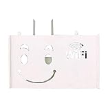 TOOGOO Drahtlos WiFi Router Aufbewahrungs Box Holz Kunststoff Regal Wand Beh？nge Halterung Kabel Lagerung Haus Dekor Gro？