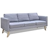 YOPOTIKA Moderne gepolsterte Sofa Couch Sofas für Wohnzimmer Kleine Couch Sofa 3-Sitzer Stoff Hellg