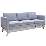 YOPOTIKA Moderne gepolsterte Sofa Couch Sofas für Wohnzimmer Kleine Couch Sofa 3-Sitzer Stoff Hellg