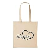 Hellweg Druckerei Jutebeutel Siegen Liebe Stadt City Heart Geschenk-Idee für Damen und Herren Tasche Baumwolle für Freunde und F