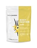 Whey Protein - Vanille 1 kg - Hergestellt in Deutschland aus regionaler Milch - BetterProtein® - Eiweißpulver zum Muskelaufbau und Abnehmen - B