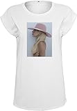 MERCHCODE Damen Lady Gaga Hat Tee mit Portrait-Print der Sängerin T-Shirt, White, M