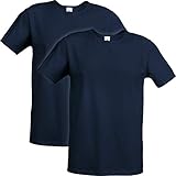 Erwin Müller Herren Unterhemd, T-Shirt Single-Jersey 2er-Pack dunkelblau Größe 8 - weich, dehnbar,