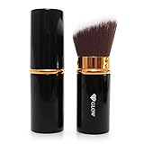 GLOW Premium Kabuki Make-Up Pinsel einziehbar, Kosmetikpinsel einziehbar mit Kappe, Puderpinsel einziehbar, Bronzerpinsel, premium Synthetikhaar, abgeschrägter Puderpinsel, Gesichtspinsel, Rougep