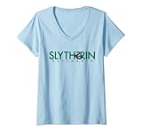 Damen Harry Potter Slytherin Text T-Shirt mit V