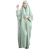 DRERLIYAIZ Muslimisches einteiliges Gebetskleid Full Cover Hooded Islamic Abaya Kaftan mit Hijab Frauenkleid Deep Purp