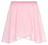 tanzmuster ® Wickelrock Mädchen Ballett - Emily - aus luftigem Chiffon antistatisch Ballettrock mit Gummizug für Kinder in rosa, Größe:140/146