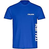 VIMAVERTRIEB Herren T-Shirt Italien Brust und Seite blau - Männer Shirt Fanartikel Fanshop Trikot Fußball EM WM Italy, Größe:4XL