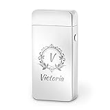 Maverton Feuerzeug mit Gravur - USB Wiederaufladbar - Lichtbogen Feuerzeug - Flammenloses - winddichtes Feuerzeug - Ohne Gas - personalisierbare Geschenke - glänzend - O