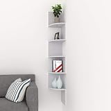 Nesaila Eckregale mit 5 Ebenen, schwimmendes Wandregal, 19,6 cm L x 19,6 cm B x 123,2 cm H (weiß)